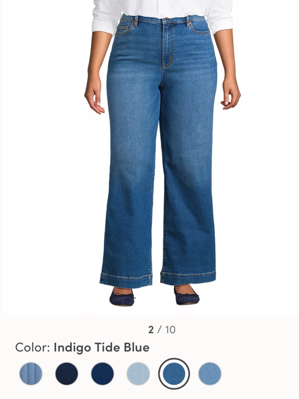 Land’s End Indigo Tide Blue Wide-Leg Jeans - Women's